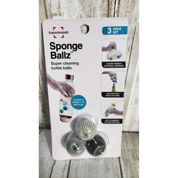 Fusionbrands Sponge Ballz Bottle Brush Cleaner Set New Cleaning Scrubbing - Picture 4 of 4